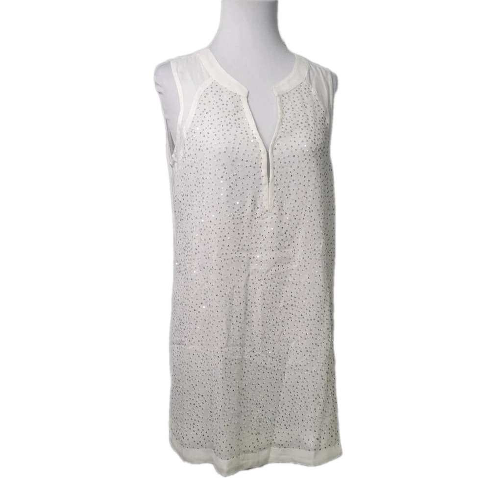 Chicos White Tank Top Sequin Popover Fashion (Chico's sizing 0= XS)